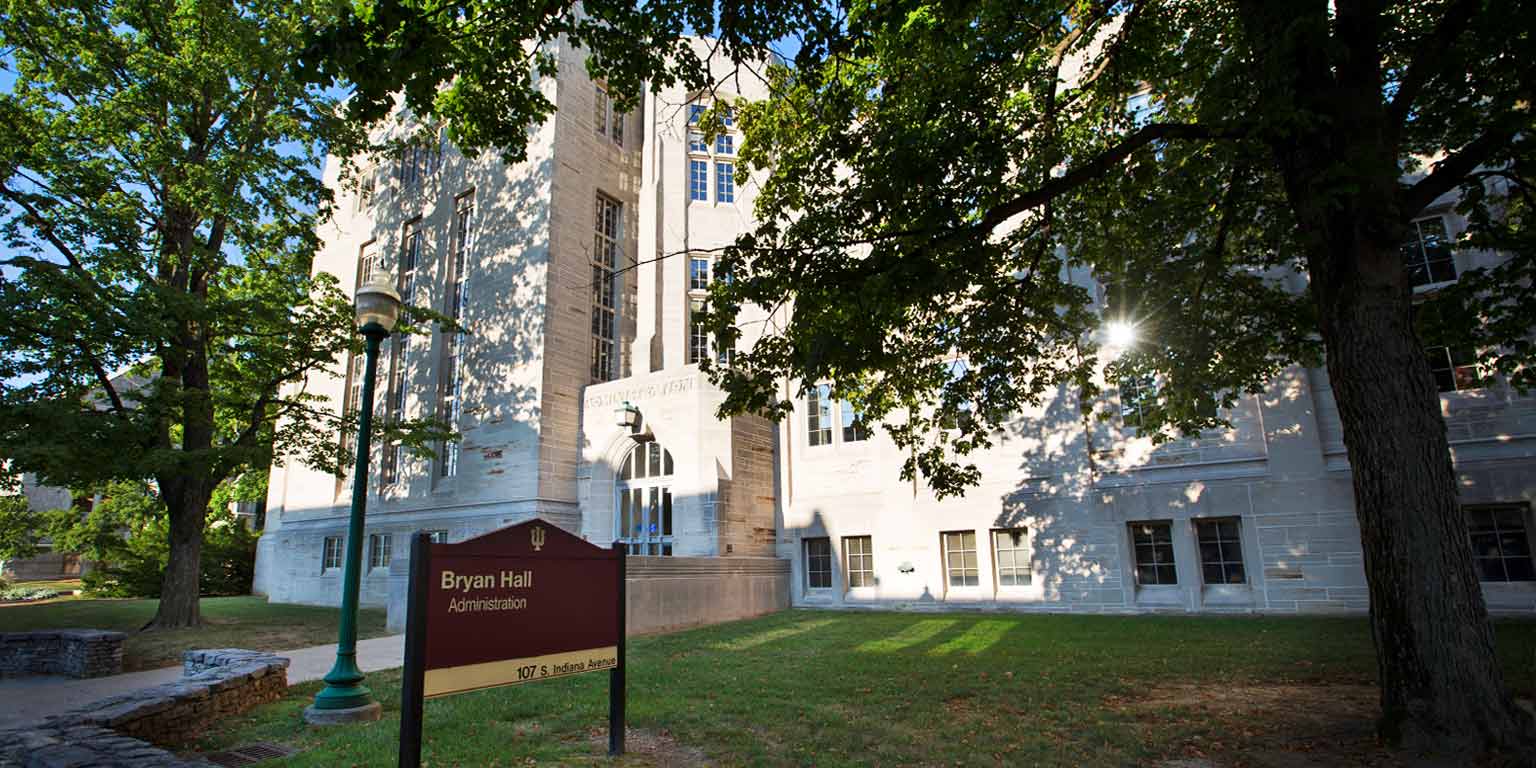 Bryan Hall administration building on the IU Bloomington campus